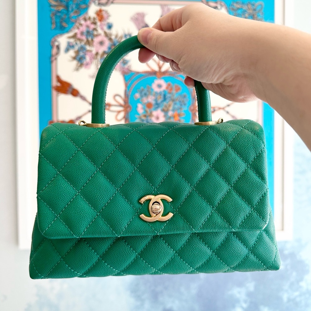 CHANEL Emerald Green Mini Coco Handle